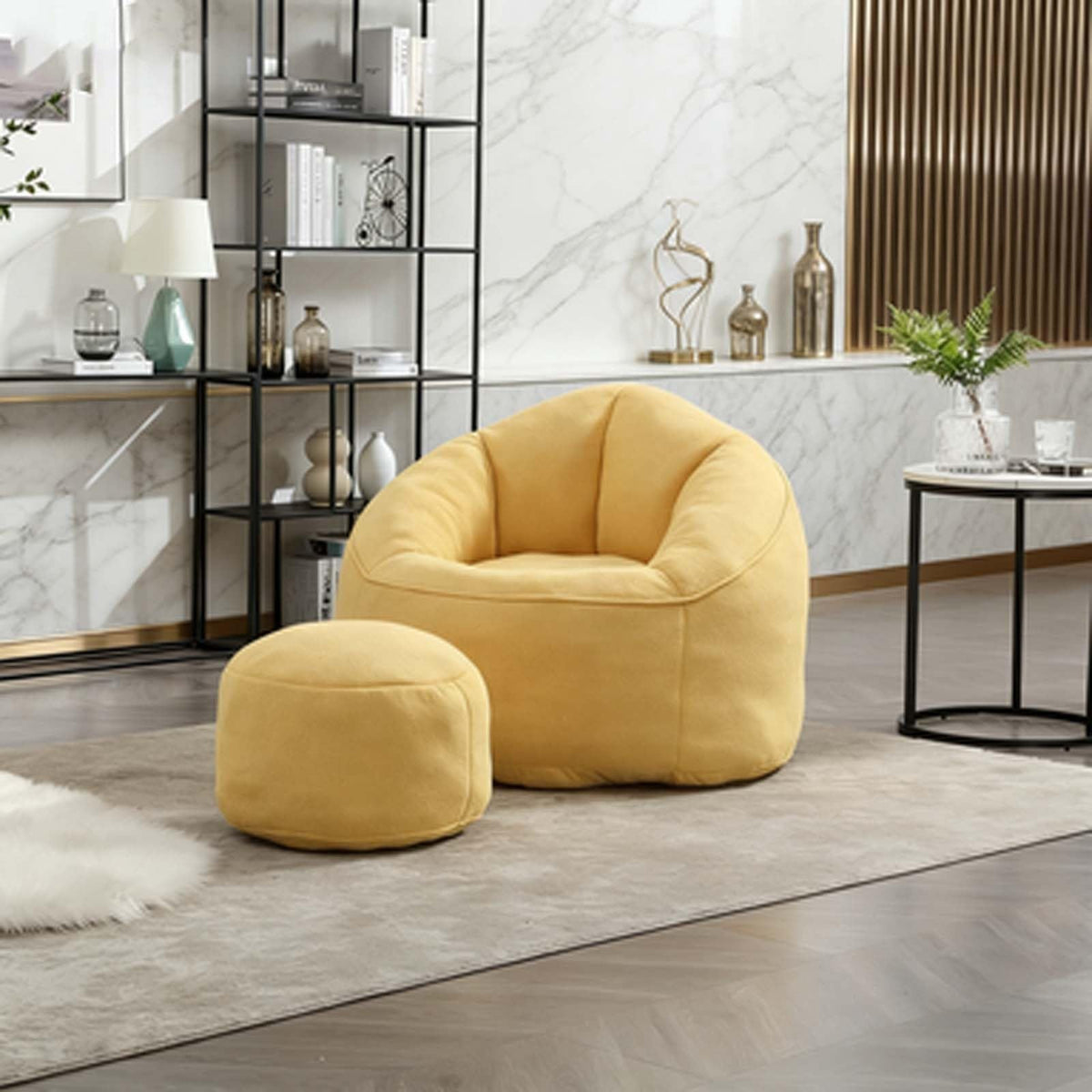 Microfiber Memory Foam Bean Bag Chair with Ottoman E276864