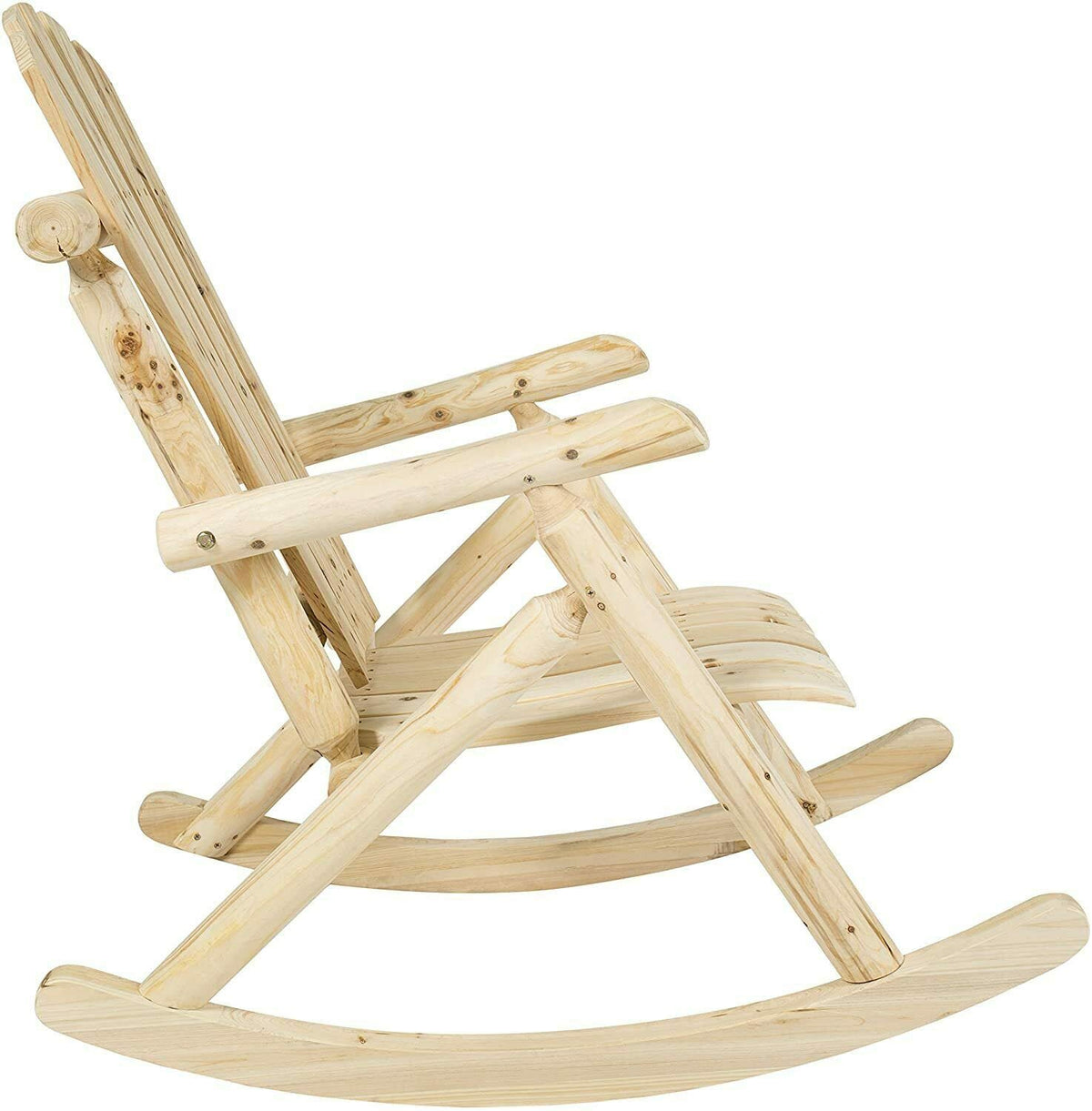 Log Pine and Fir Wood Rocking Chair with Armrest G3049