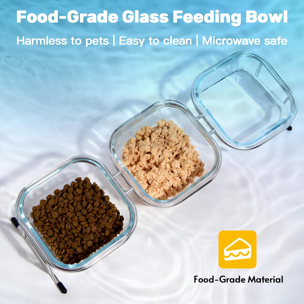 15° Tilted Glass Raised Cat Bowls N176