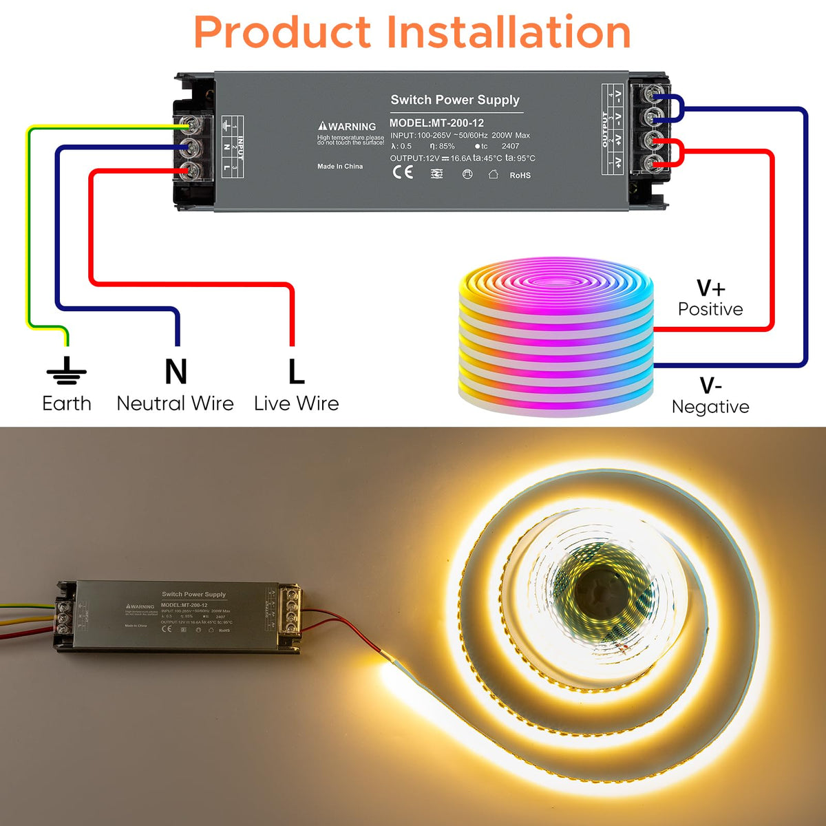 12V 200W LED Power Supply 16.6A E31898