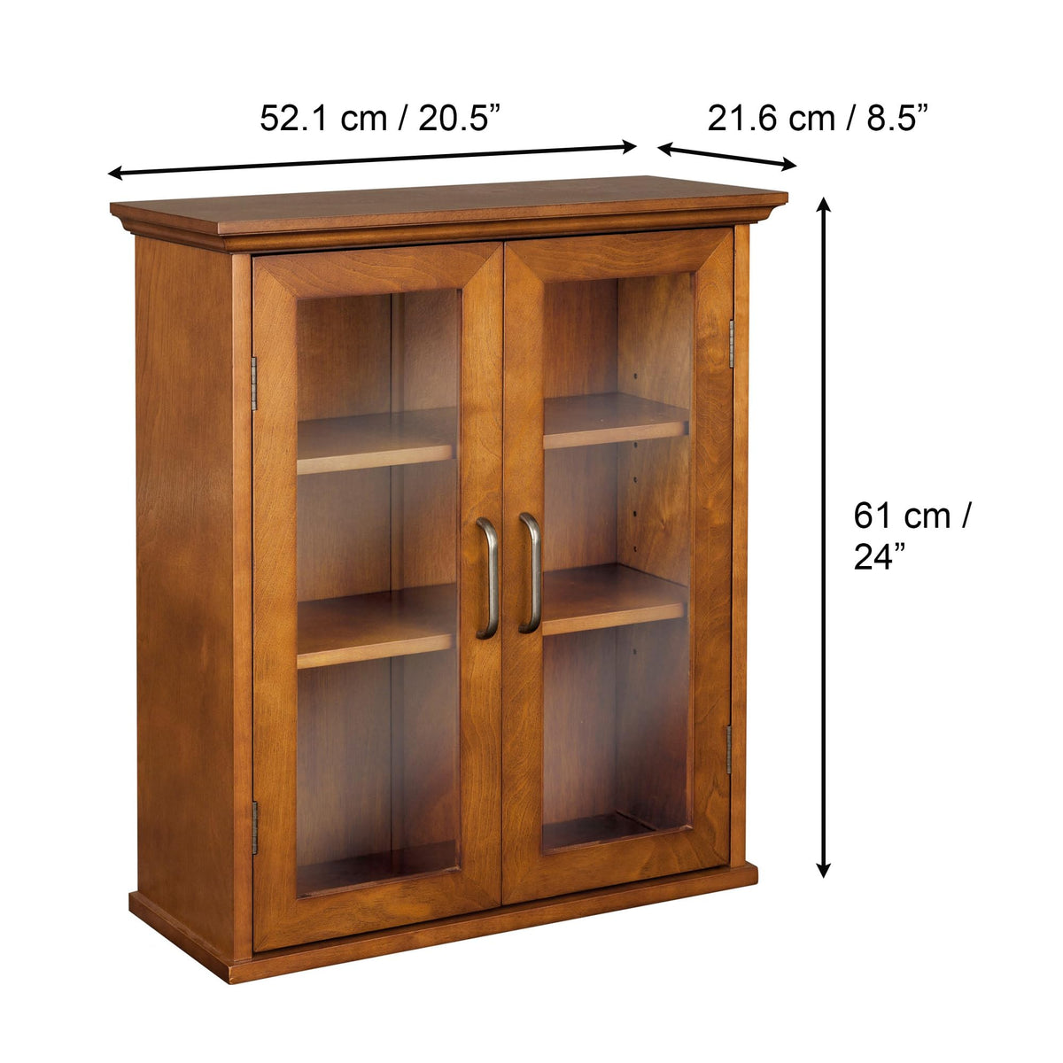 Wooden Over The Toilet Bathroom Medicine Cabinet with 2 Adjustable Shelves I553589