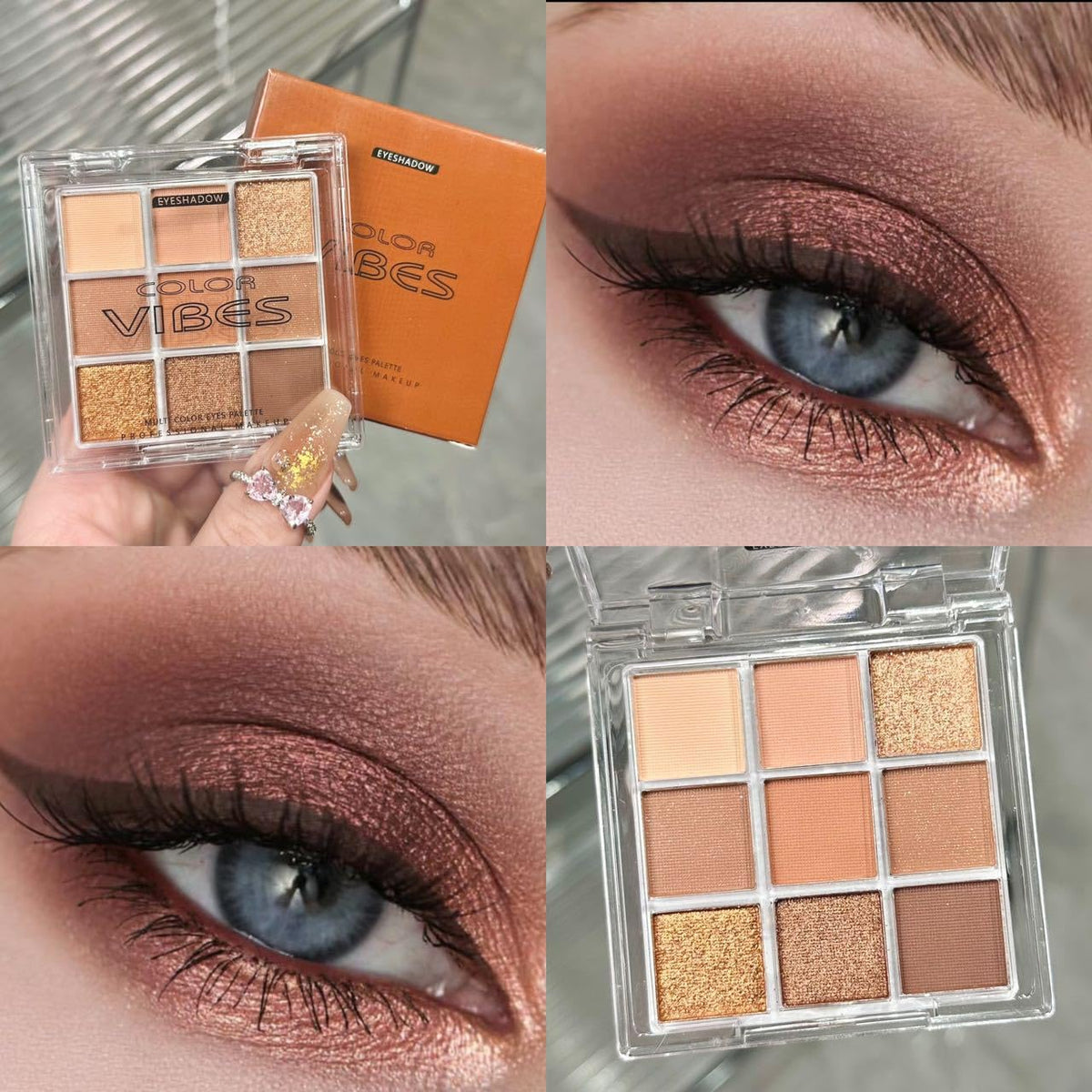 Golden Caramel 9 Warm Bronze & Nude Brown Eyeshadow Palette Matte & Metallic L387