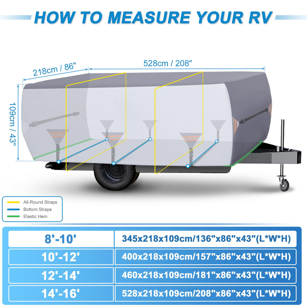 14ft-16ft Waterproof Oxford Pop-Up Camper Cover K944272