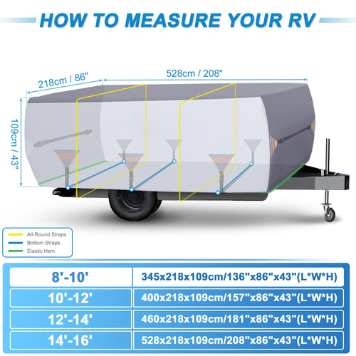 14ft-16ft Waterproof Oxford Pop-Up Camper Cover K944272