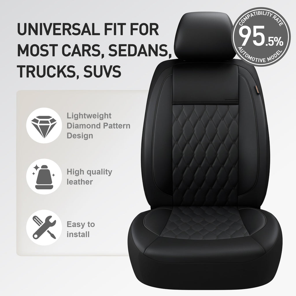 Faux Leather Car Seat Covers Full Set 5-Seat Black C49121