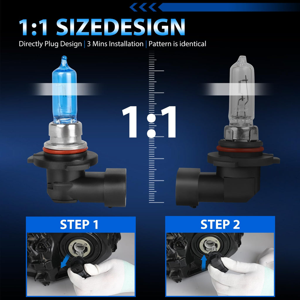 Halogen Headlight Bulbs 9005 High Beam 9006 Low Beam Pack of 4 X811