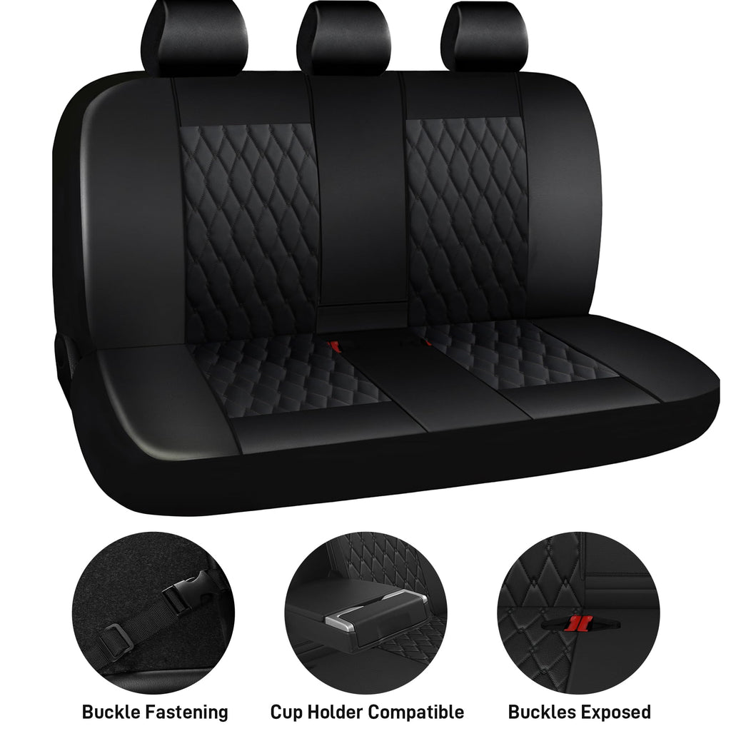 Faux Leather Car Seat Covers Full Set 5-Seat Black C49121