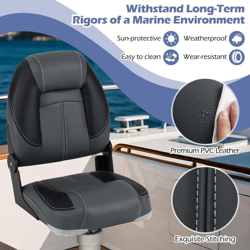 3-Pack Folding Boat Seats with 28D Sponge Padding R553