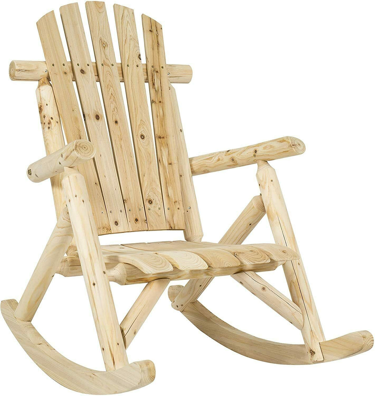 Log Pine and Fir Wood Rocking Chair with Armrest G3049