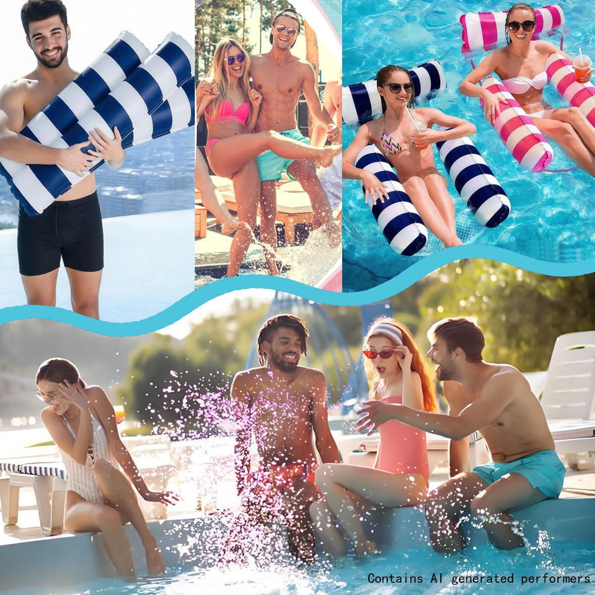 2 Pack Inflatable Pool Floats Chair Bed Hammock T7639