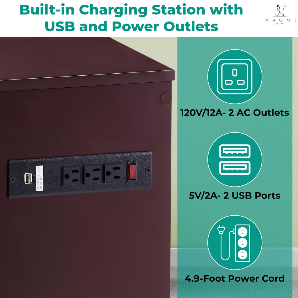 Cherry Nightstand with Charging Station V74743