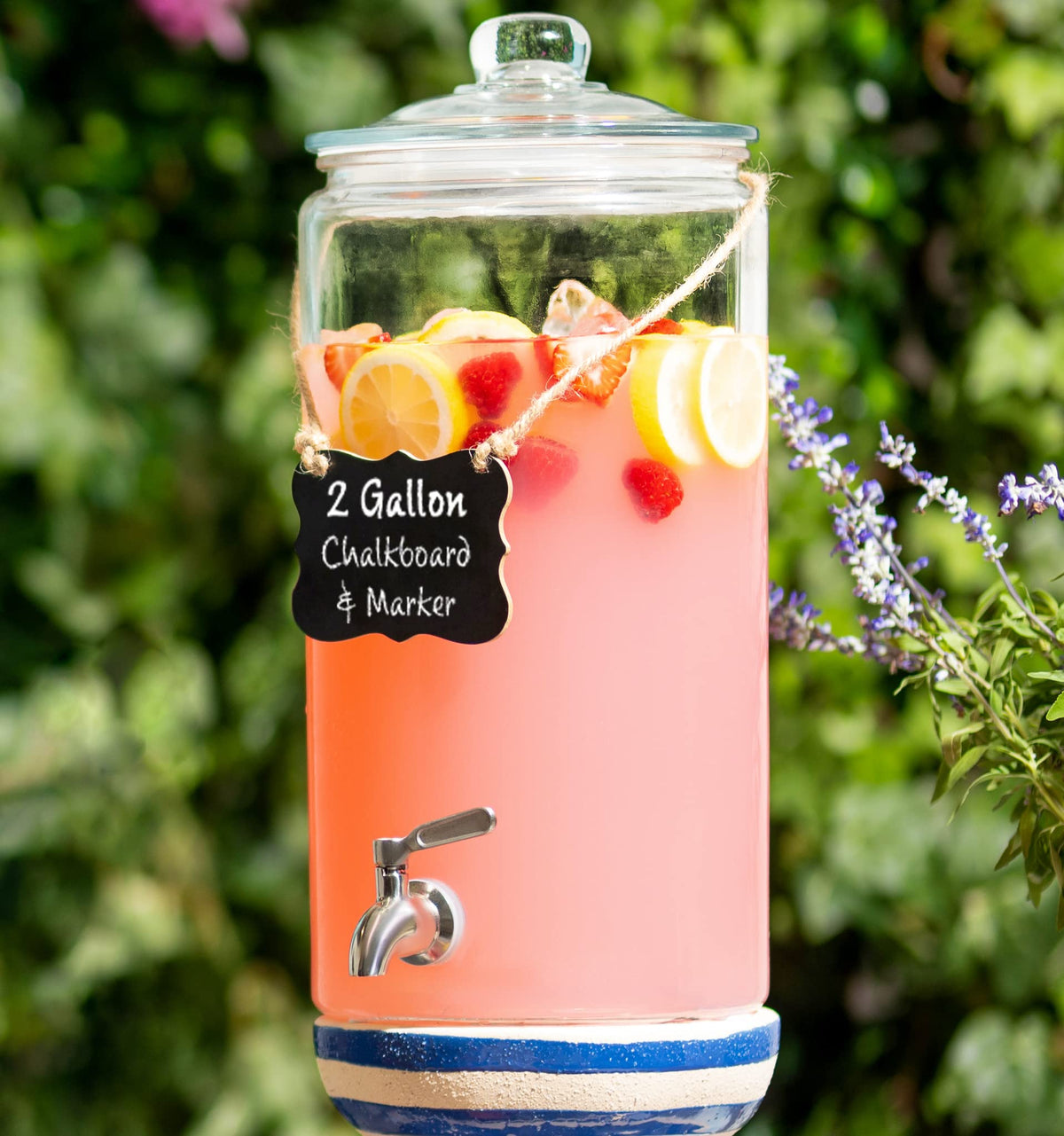 2 Gallon Glass Beverage Dispenser with Stainless Steel Spigot L657052