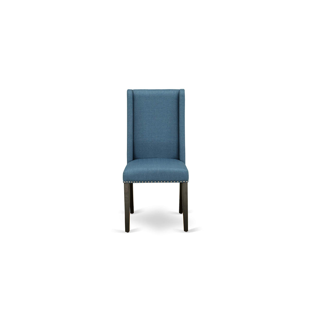3 Piece Dining Table Set with 2 Blue Linen Fabric Chairs G34155