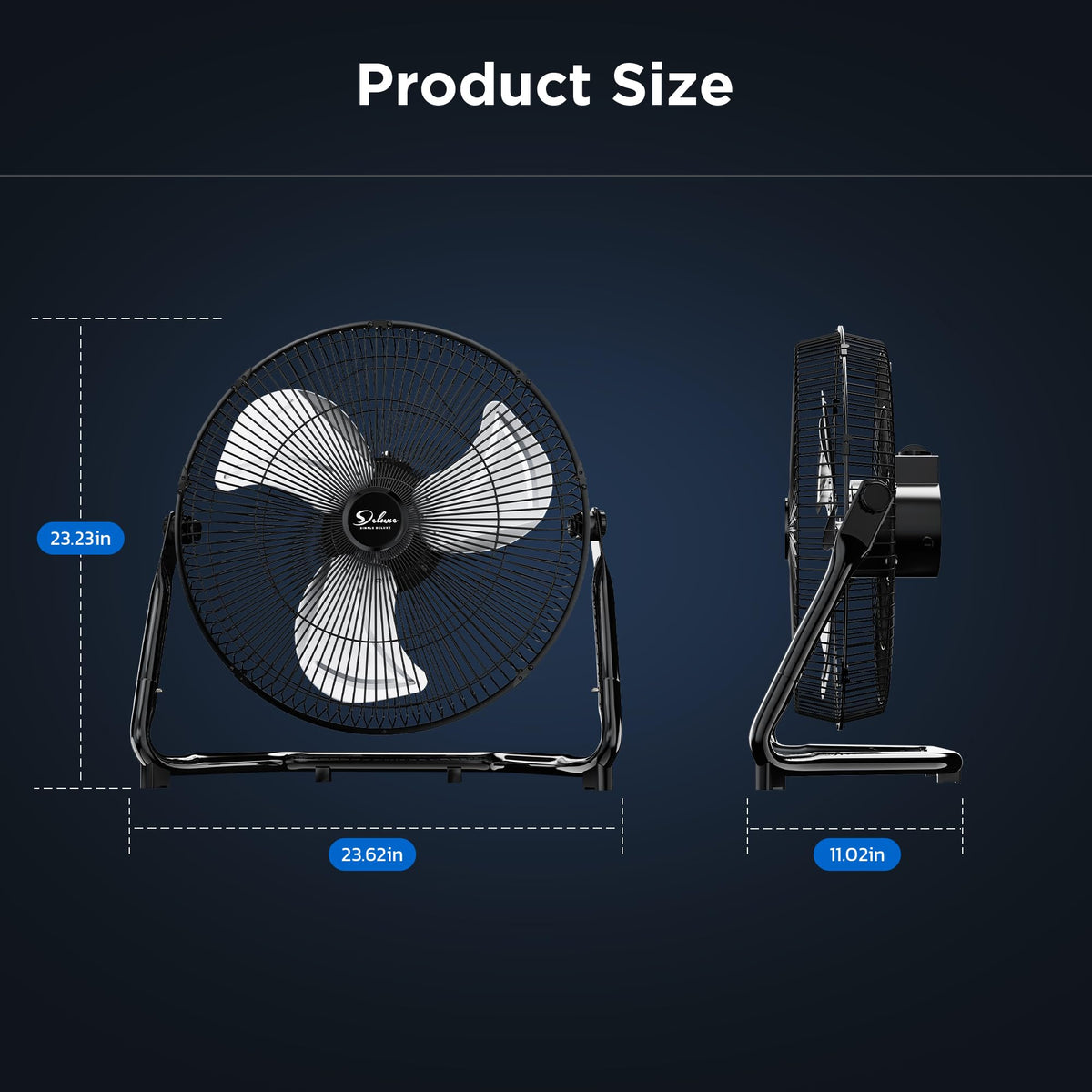 20 Inch 3-Speed Oscillating Metal Floor Fan R35639