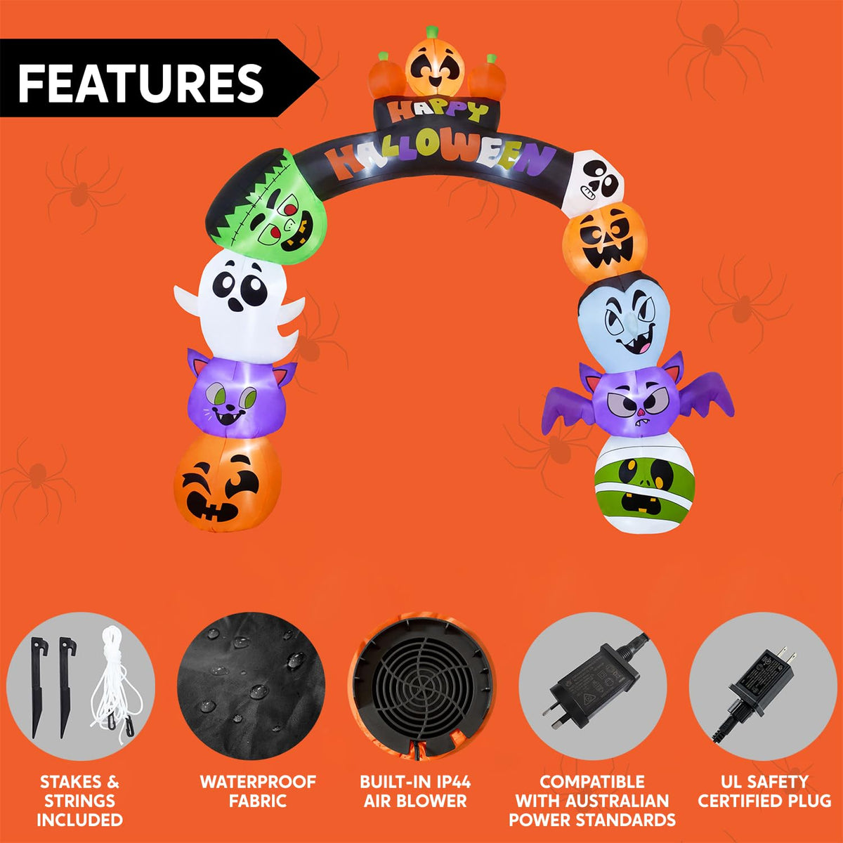 8 FT Halloween Inflatable Pumpkin Archway with LED Lights S281