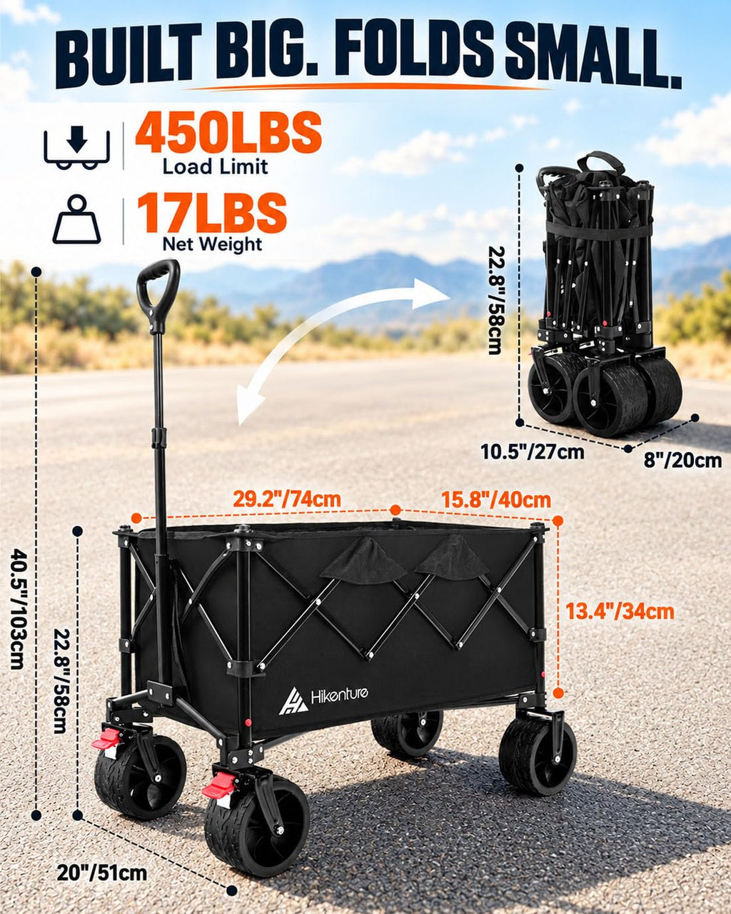 Foldable Beach Wagon with Big Wheels M102619