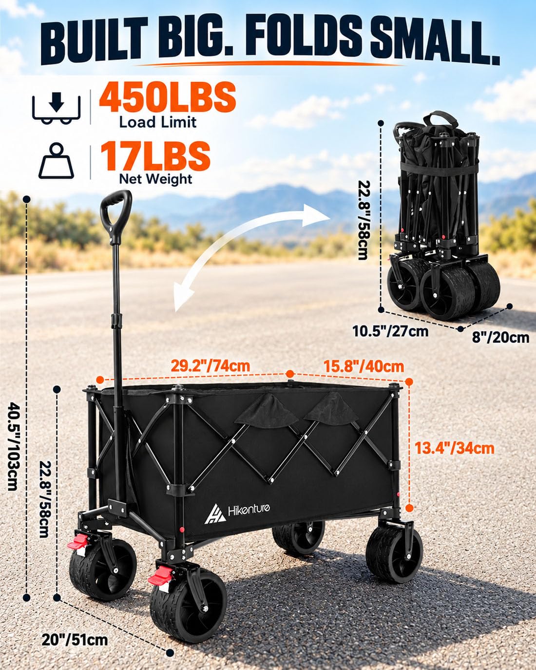 Foldable Beach Wagon with Big Wheels M102619