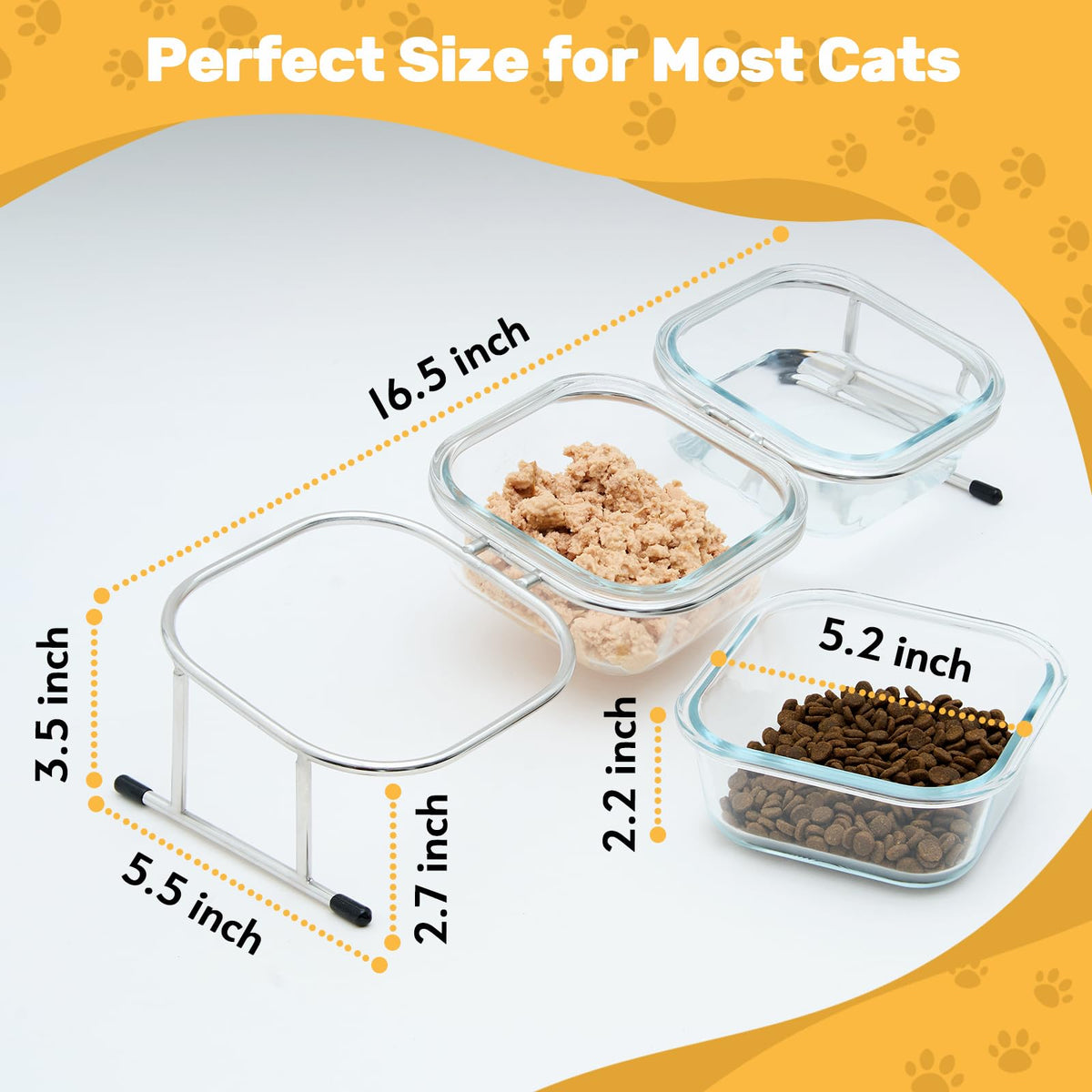 15° Tilted Glass Raised Cat Bowls N176