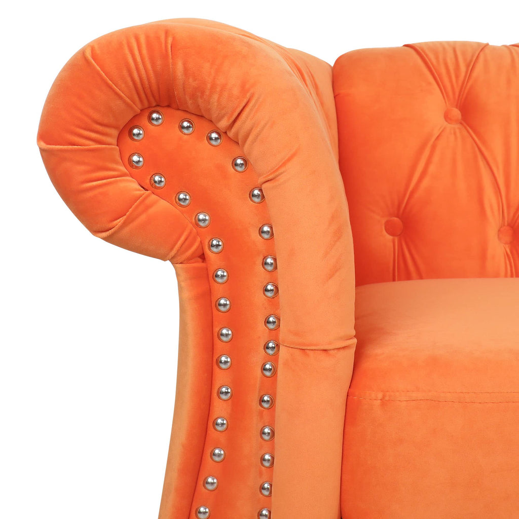 Orange Velvet 3 Seater Sofa G5380