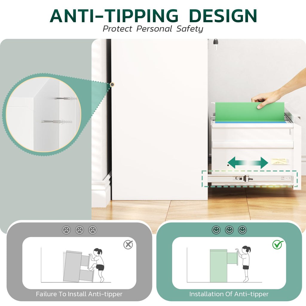White 2 Drawer Metal File Cabinet with Lock U452472