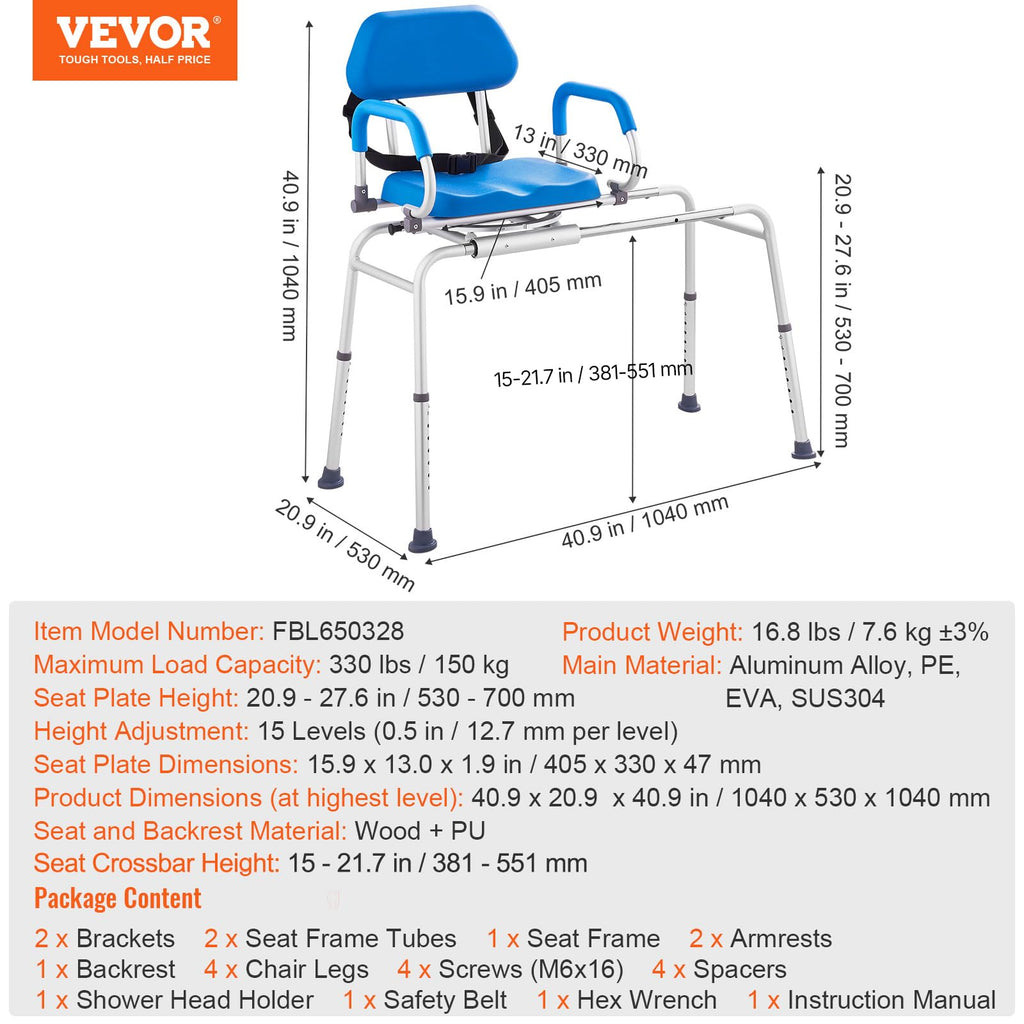 Sliding Tub Transfer Bench with 360 Degree Swivel Seat I432235