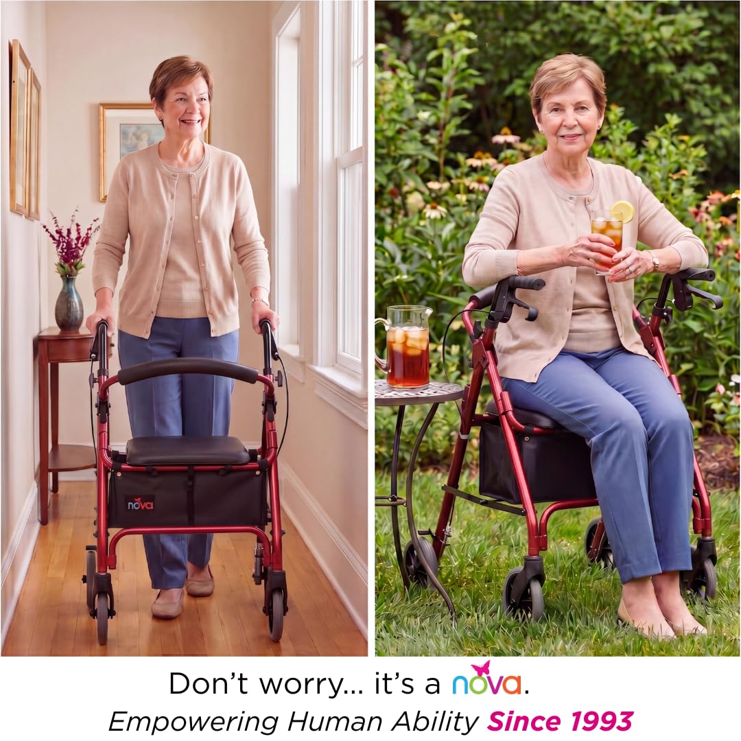 Lightweight Folding Narrow Rollator Walker with Seat L234
