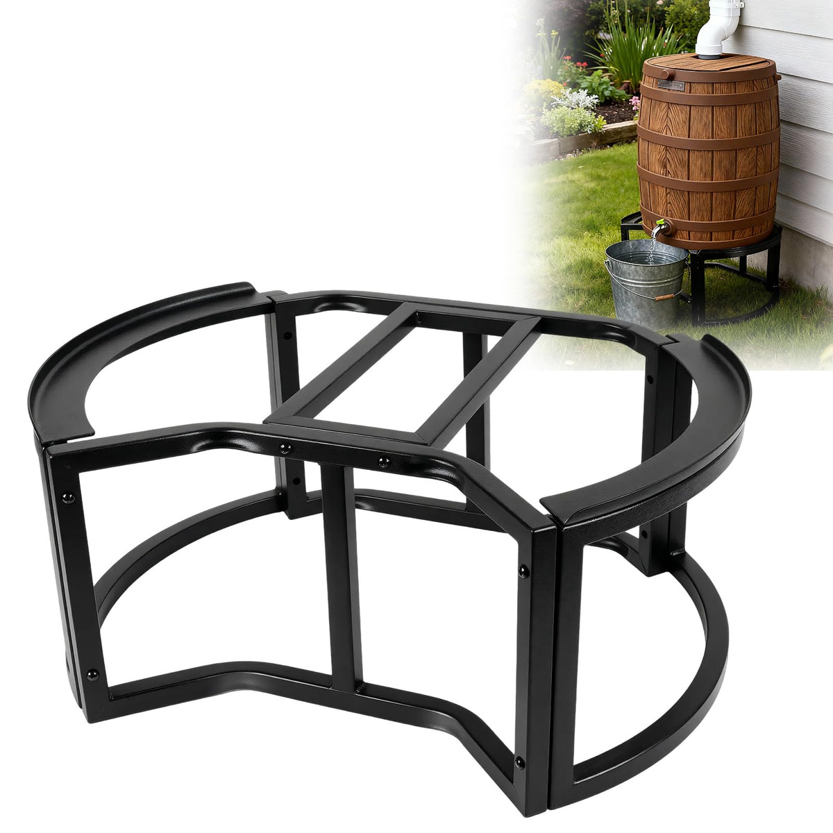 Heavy-Duty Stainless Steel Rain Barrel Stand U458926
