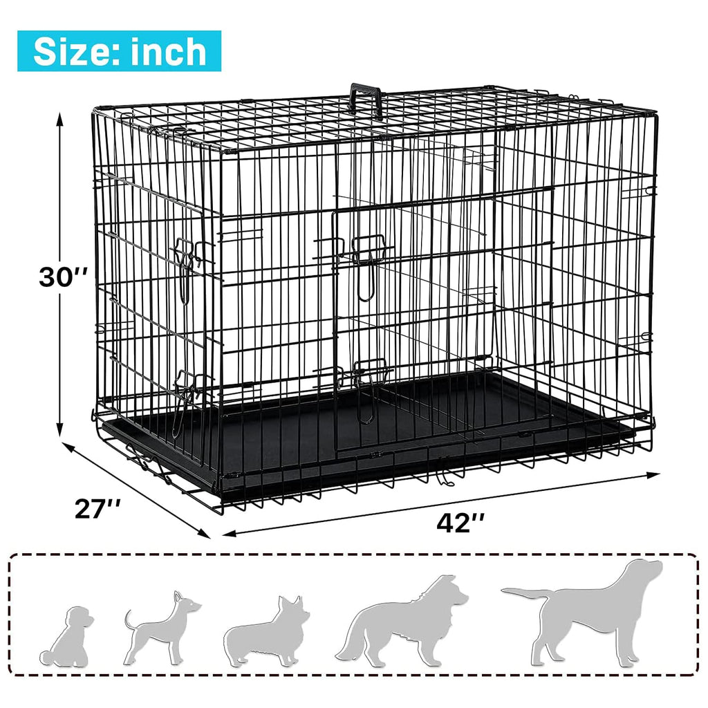 48 Inch Double-Door Dog Crate with Divider V14451