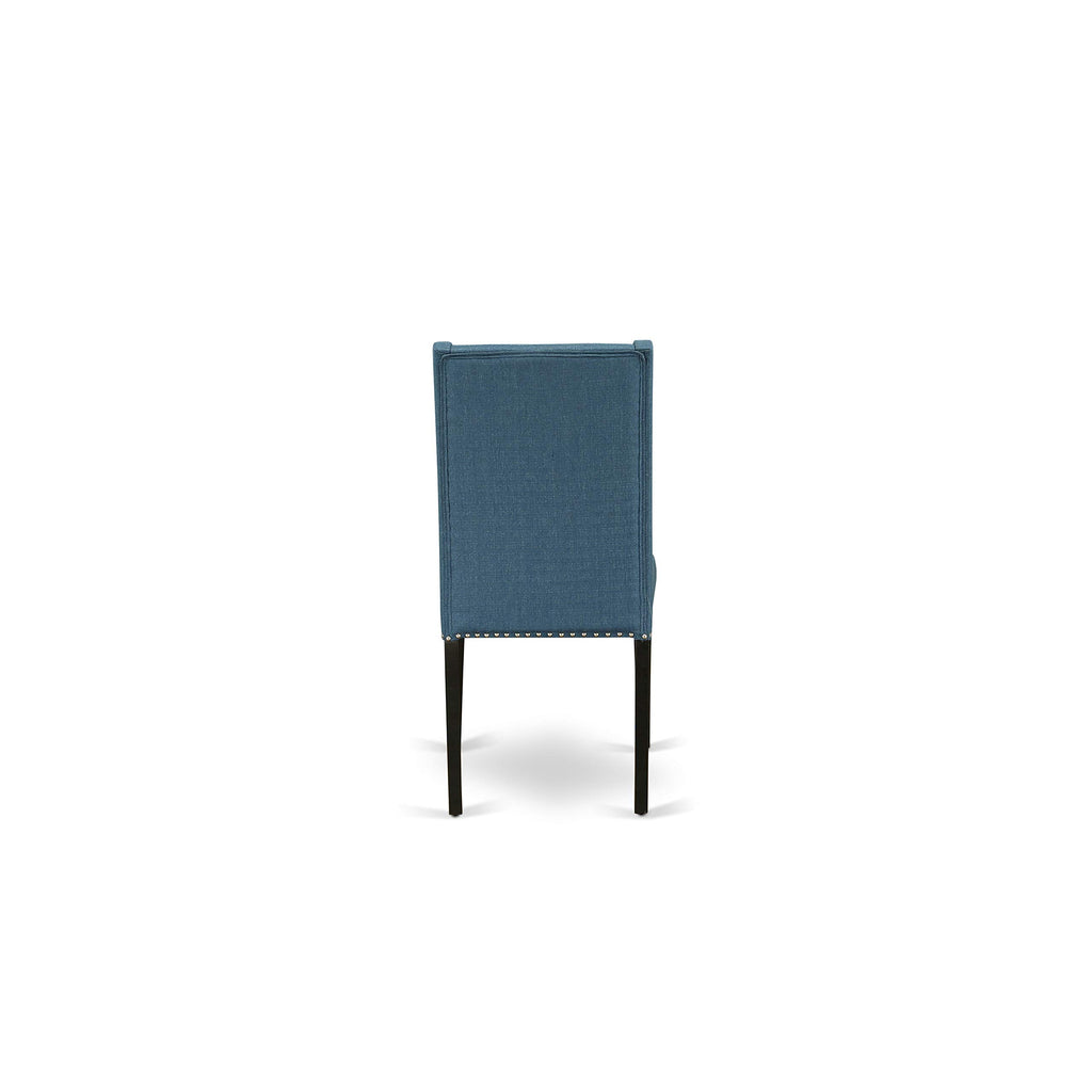 3 Piece Dining Table Set with 2 Blue Linen Fabric Chairs G34155