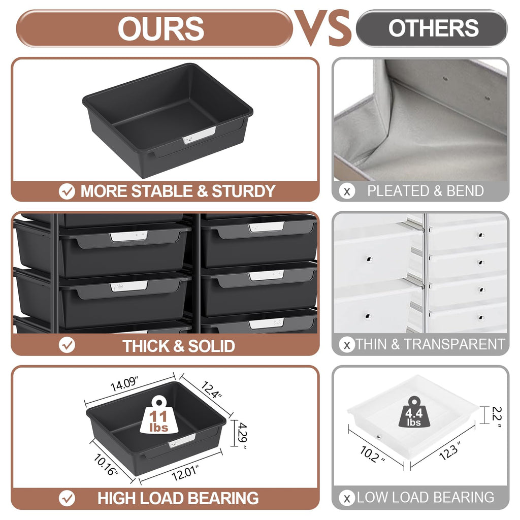 10 Drawer Rolling Storage Cart with Wooden Tabletop C577