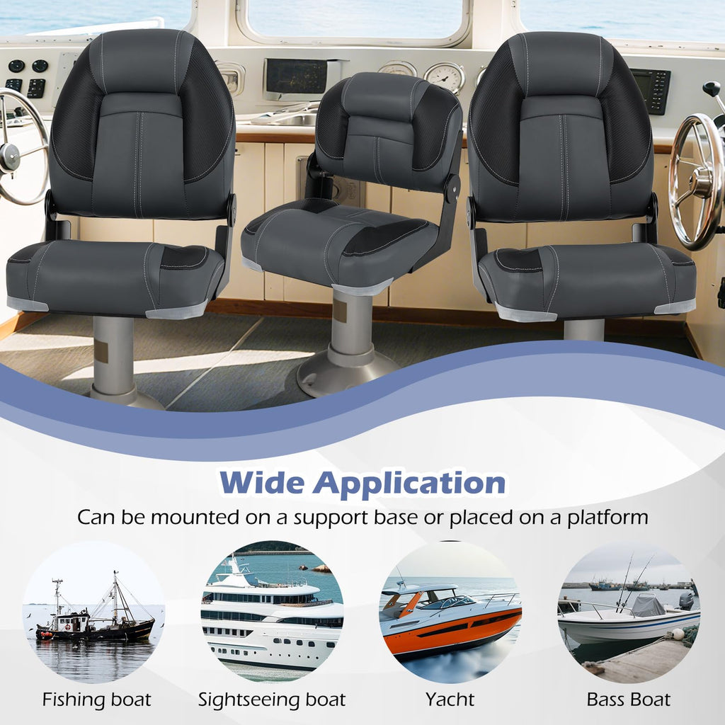 3-Pack Folding Boat Seats with 28D Sponge Padding R553