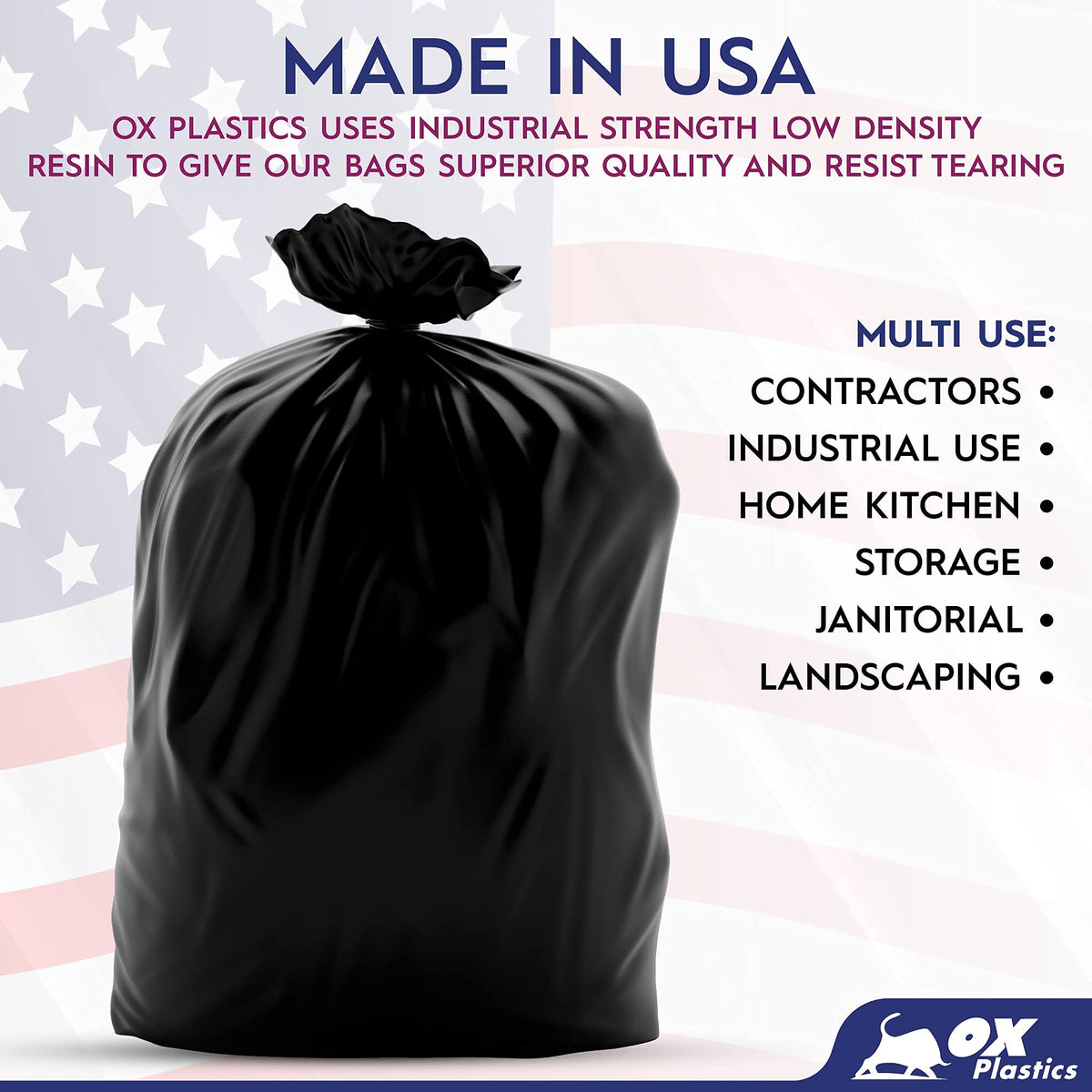 55 Gallon 2 MIL 100 Count Black Trash Bag S89407
