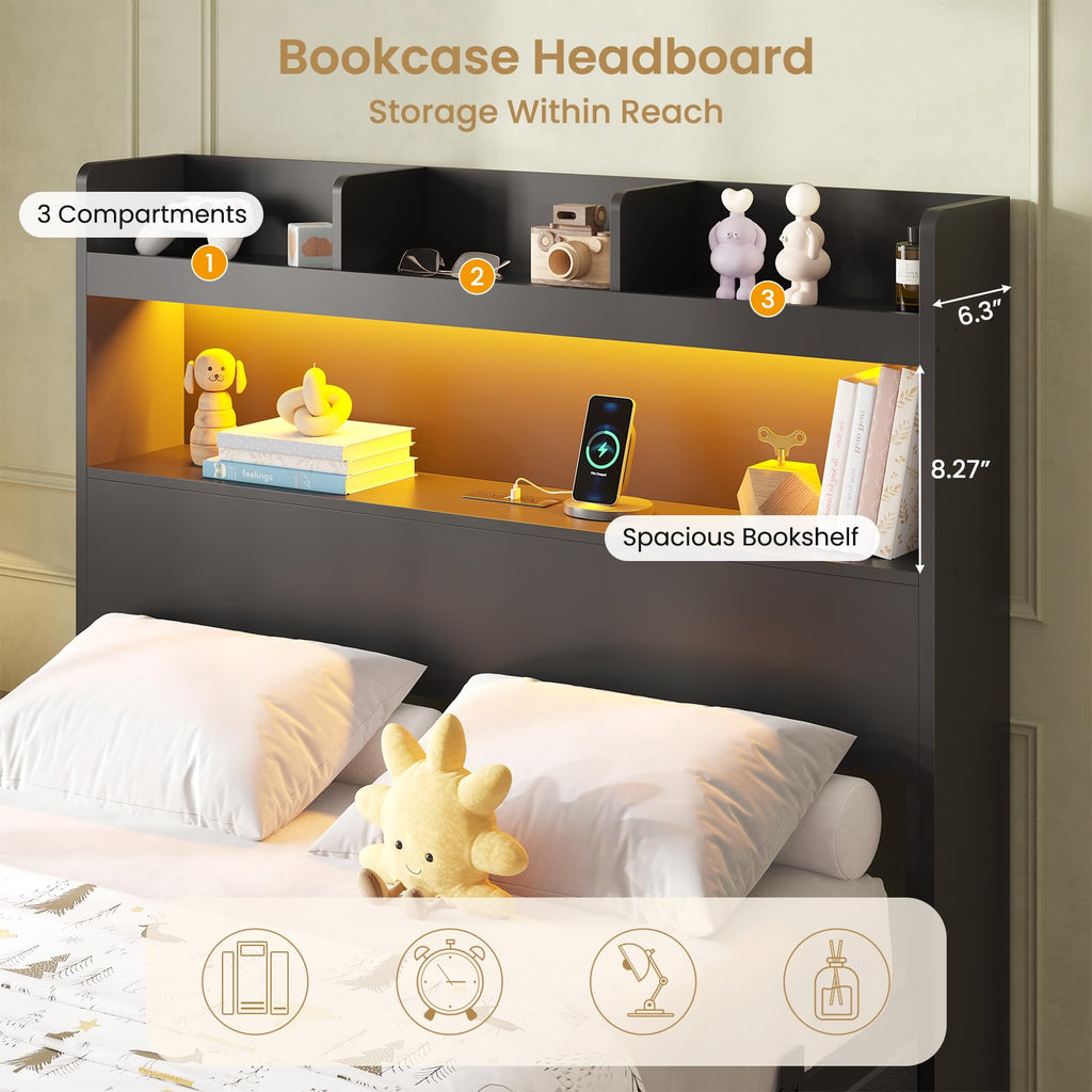 Twin Size Storage Bed Frame with 5 Drawers F2581