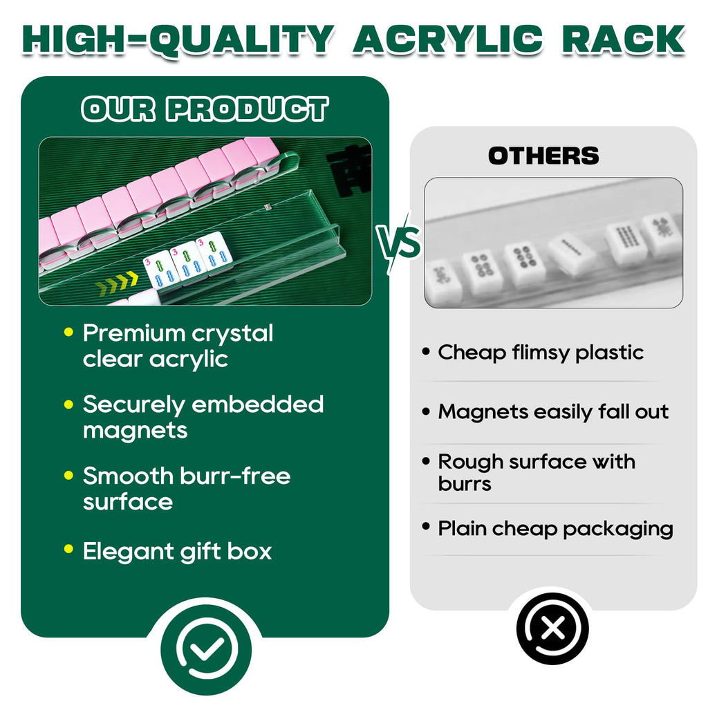 Clear Acrylic Mahjong Racks with Pushers, Set of 4 F495