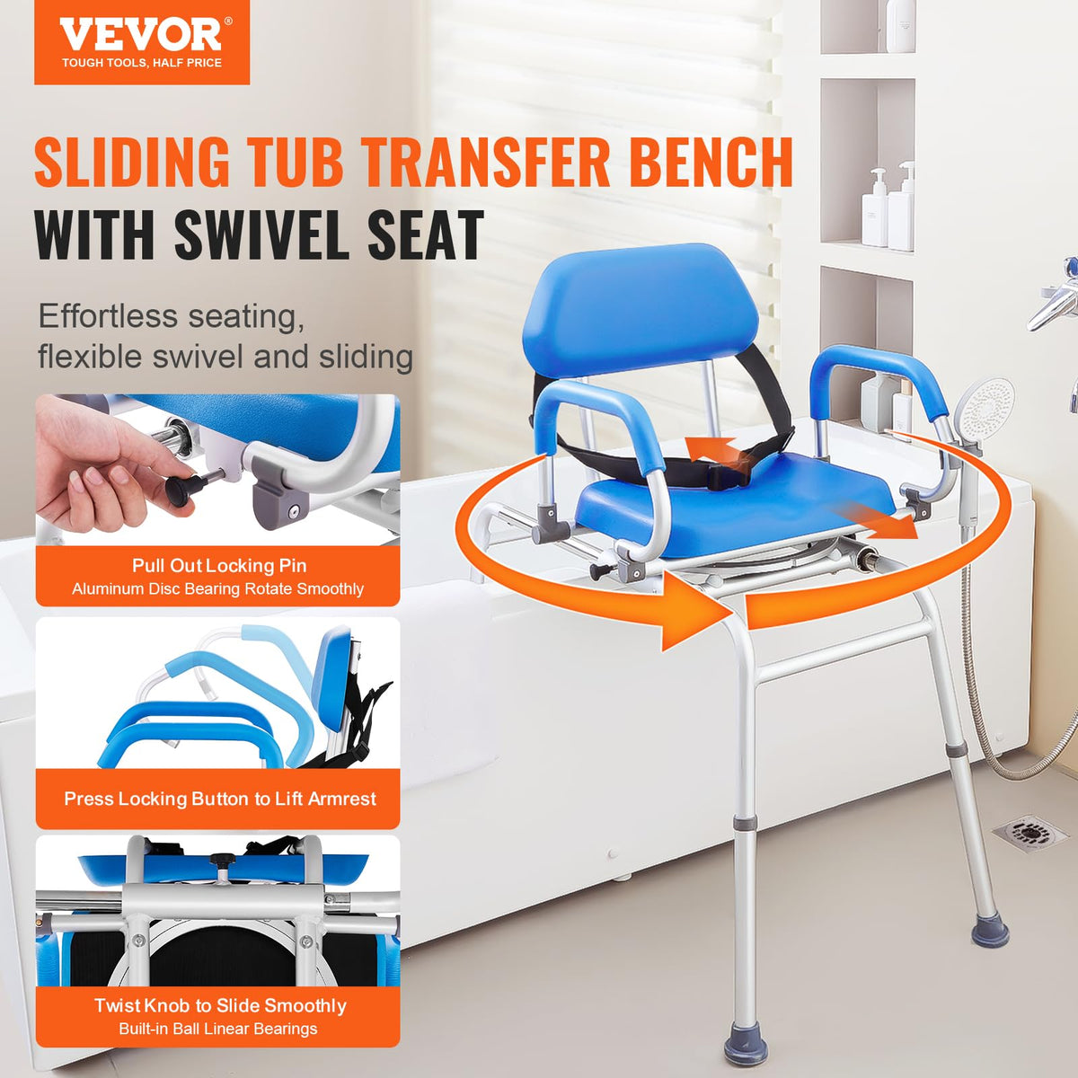 Sliding Tub Transfer Bench with 360 Degree Swivel Seat I432235