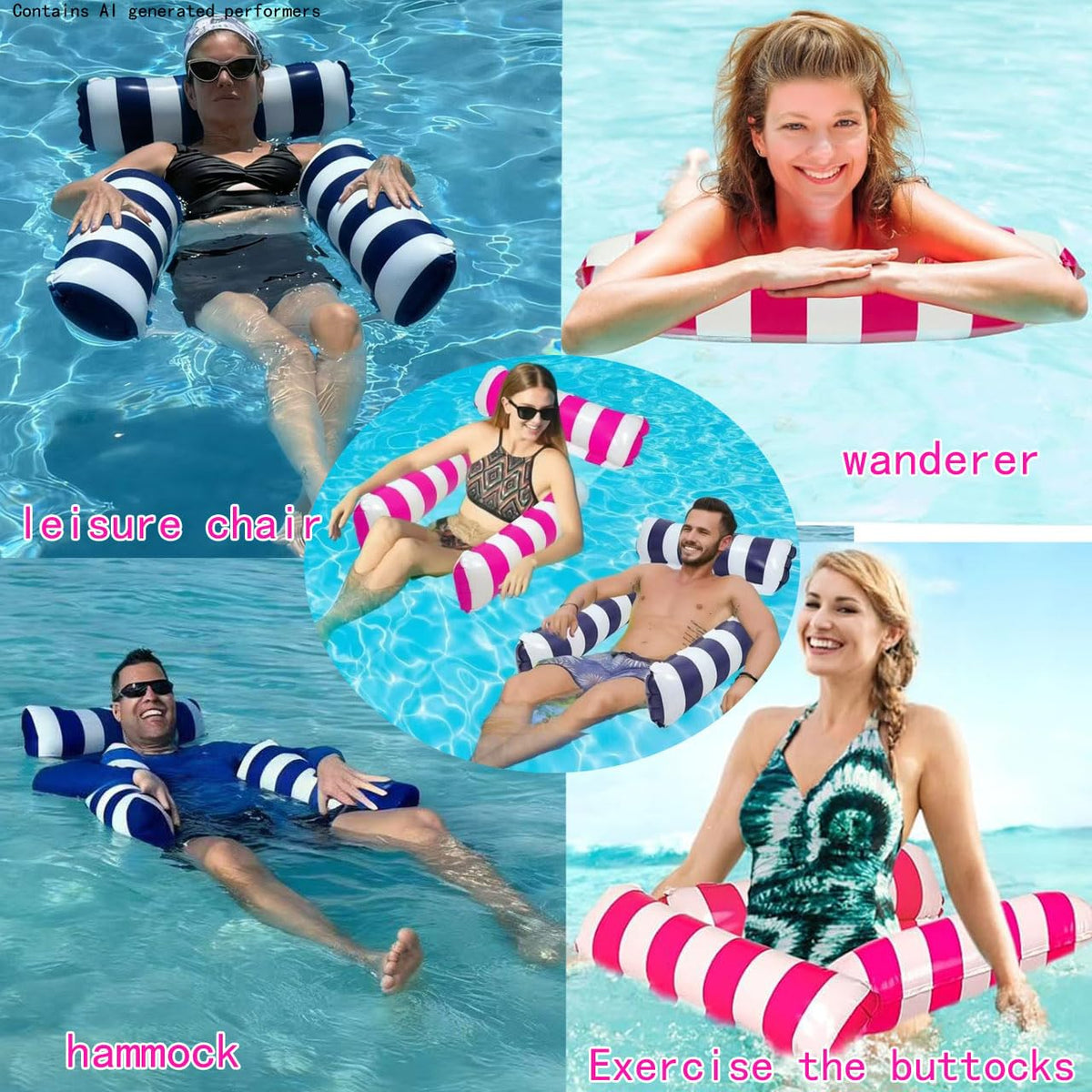 2 Pack Inflatable Pool Floats Chair Bed Hammock T7639