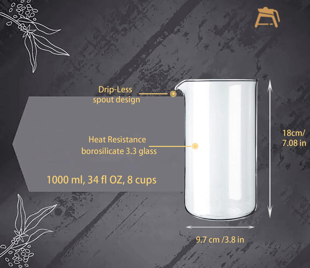 34 oz Borosilicate Glass French Press Replacement Beaker L89912