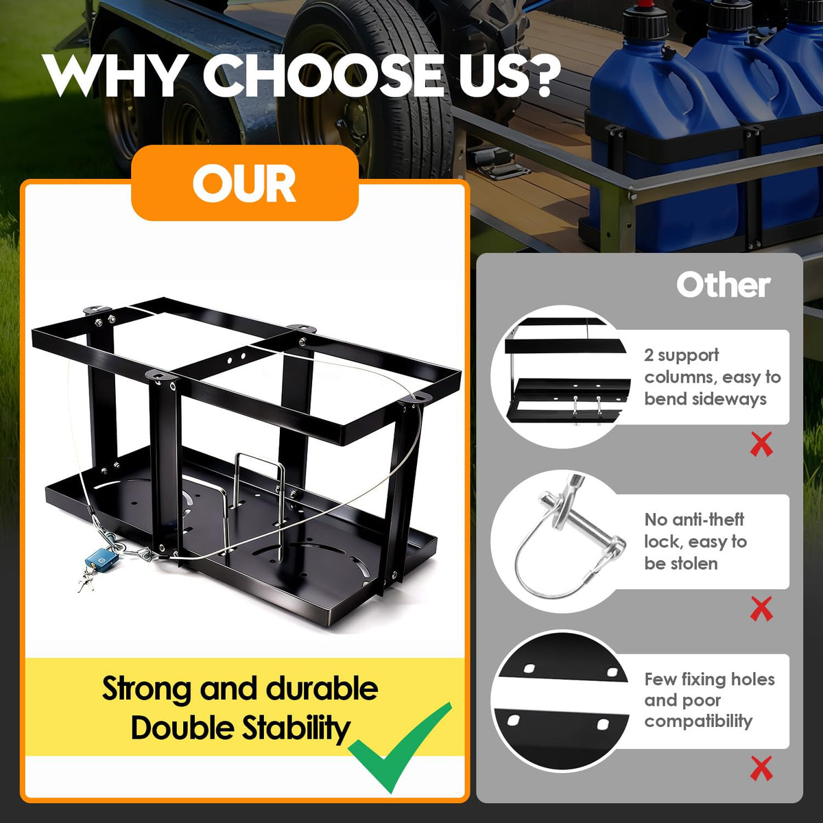 Gas Can Holder with Locking Strap G914