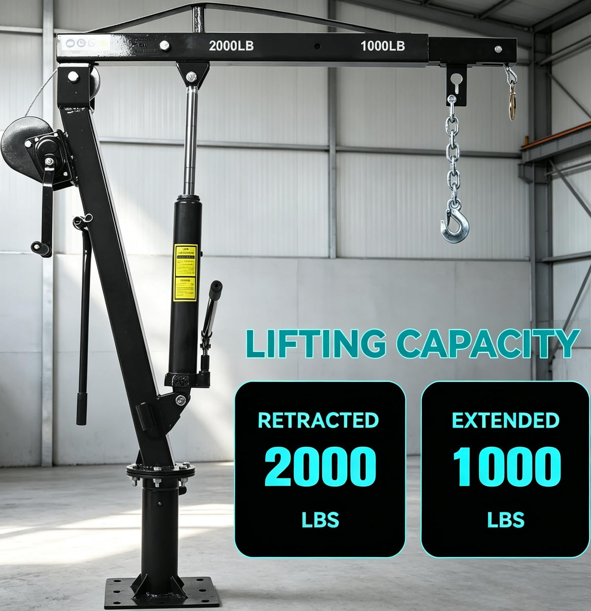 2000 lb Pickup Truck Davit Crane with Hand Winch U337449