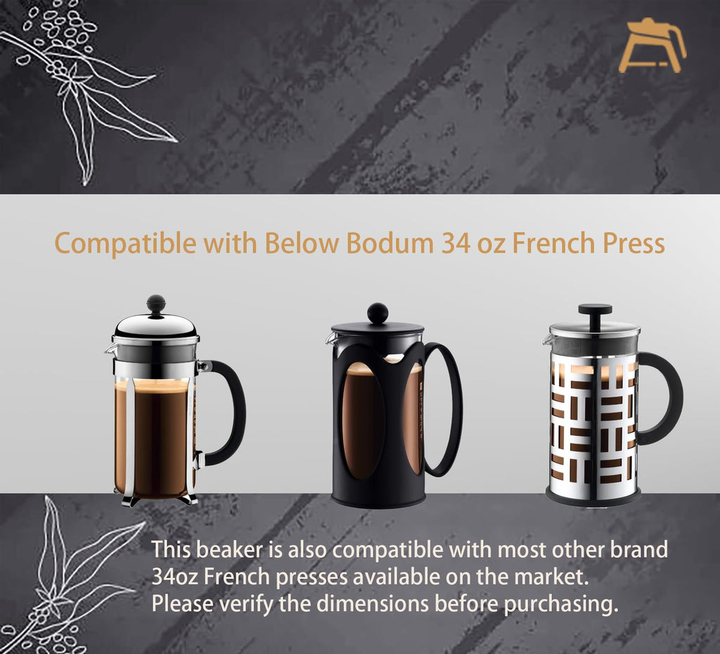 34 oz Borosilicate Glass French Press Replacement Beaker L89912