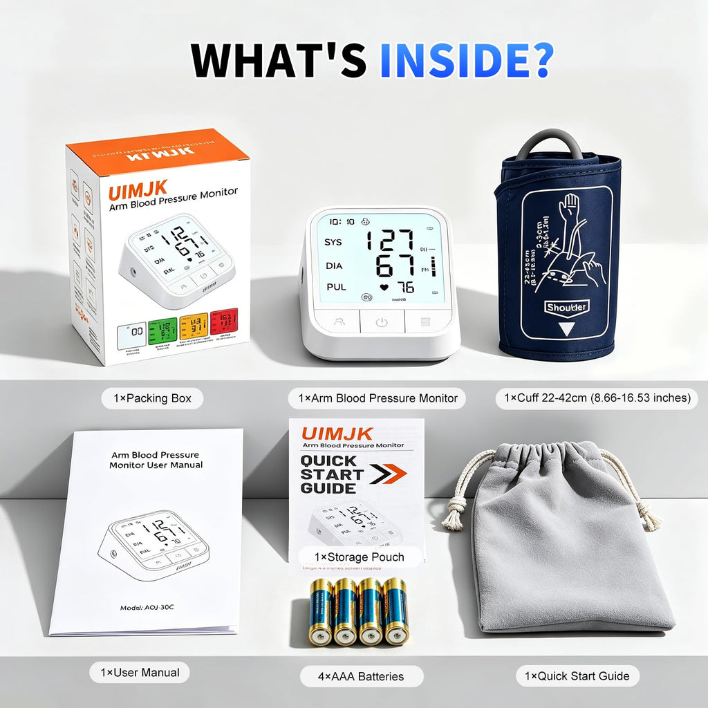 Upper Arm Blood Pressure Monitor, Automatic Digital with Voice Broadcast & Irregular Heartbeat Detection, Backlit LED Display, Adjustable Cuff 8.66-16.5'', 2x99 Memory & Guest Mode, AAA & Type-C I718