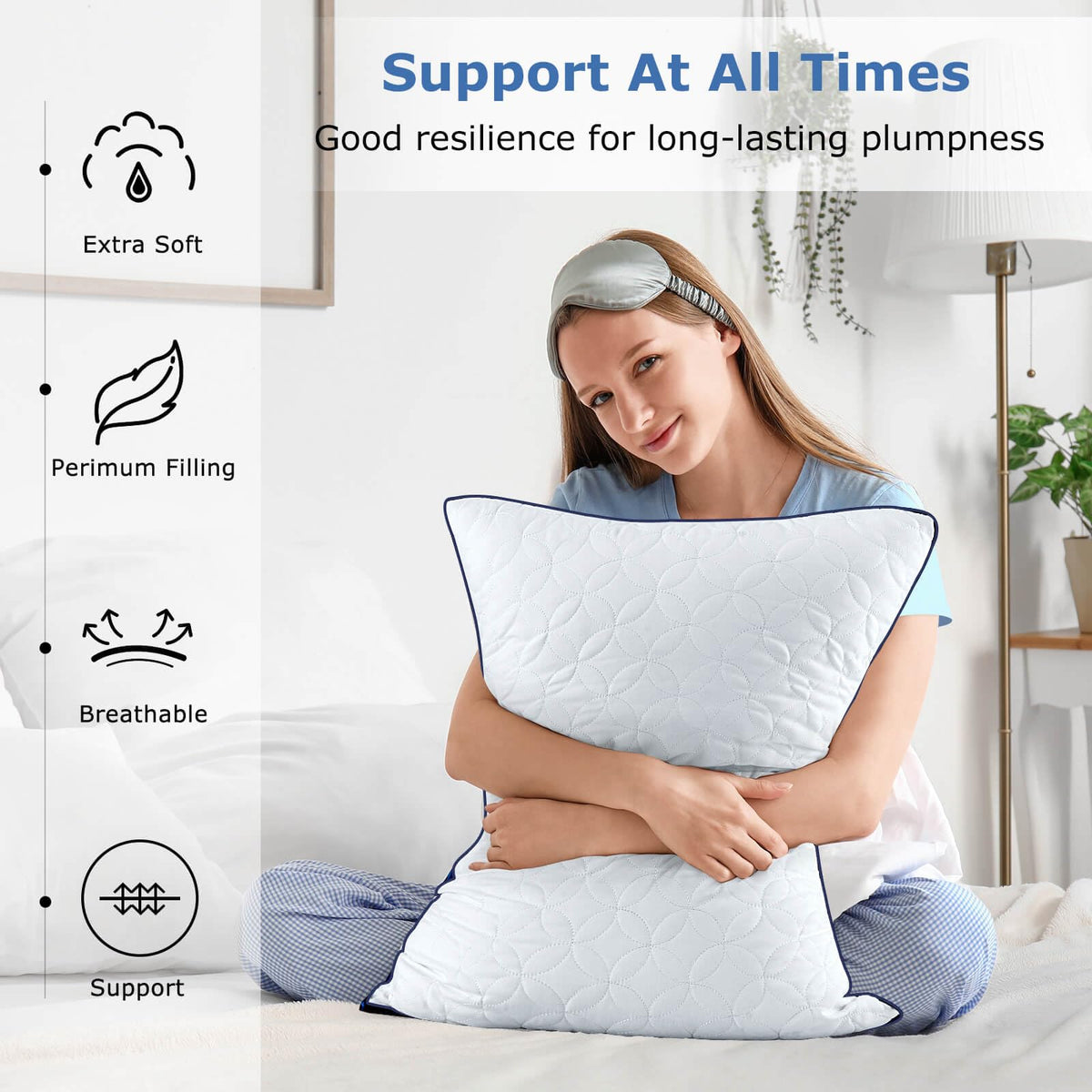 King Size Cooling Bed Pillows Set of 2 Down Alternative M98314