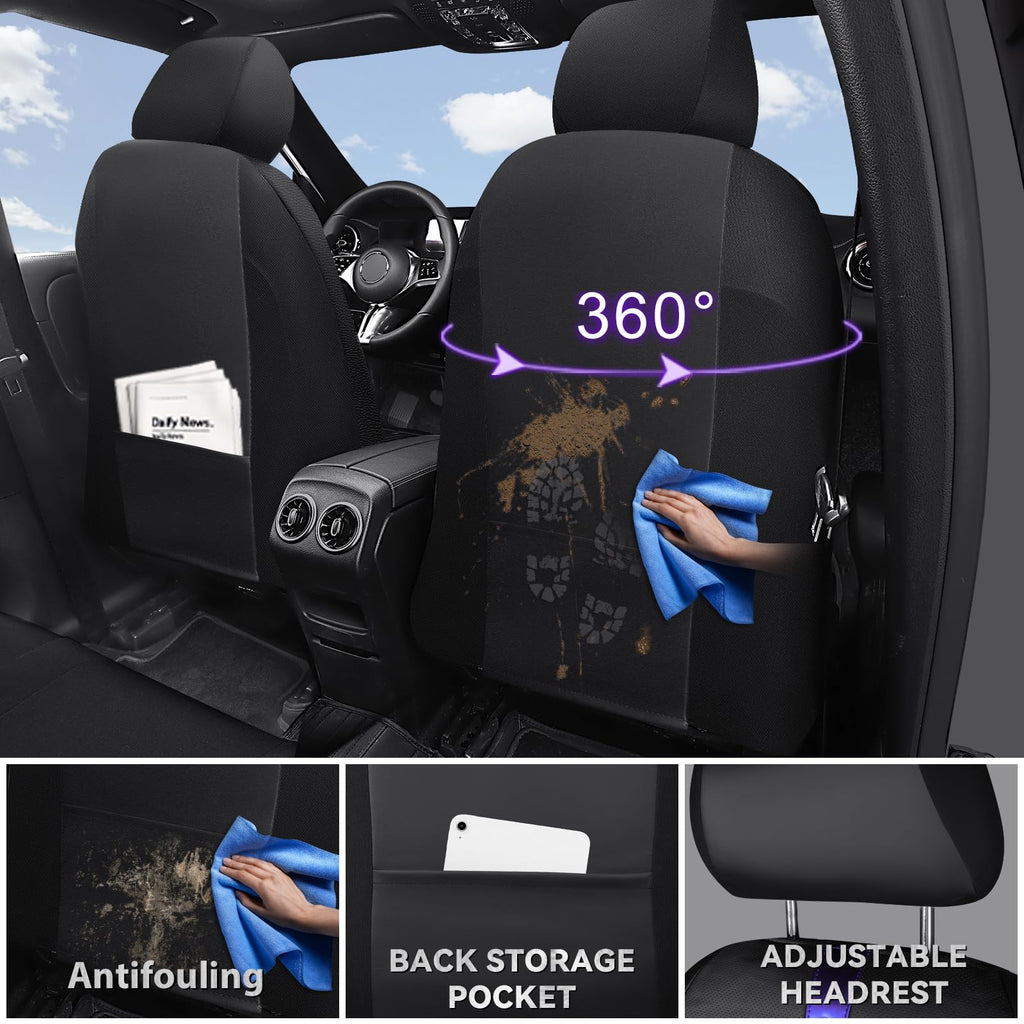 Black Nappa Leather Car Seat Covers Full Set B128