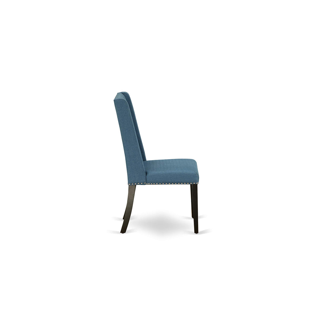 3 Piece Dining Table Set with 2 Blue Linen Fabric Chairs G34155
