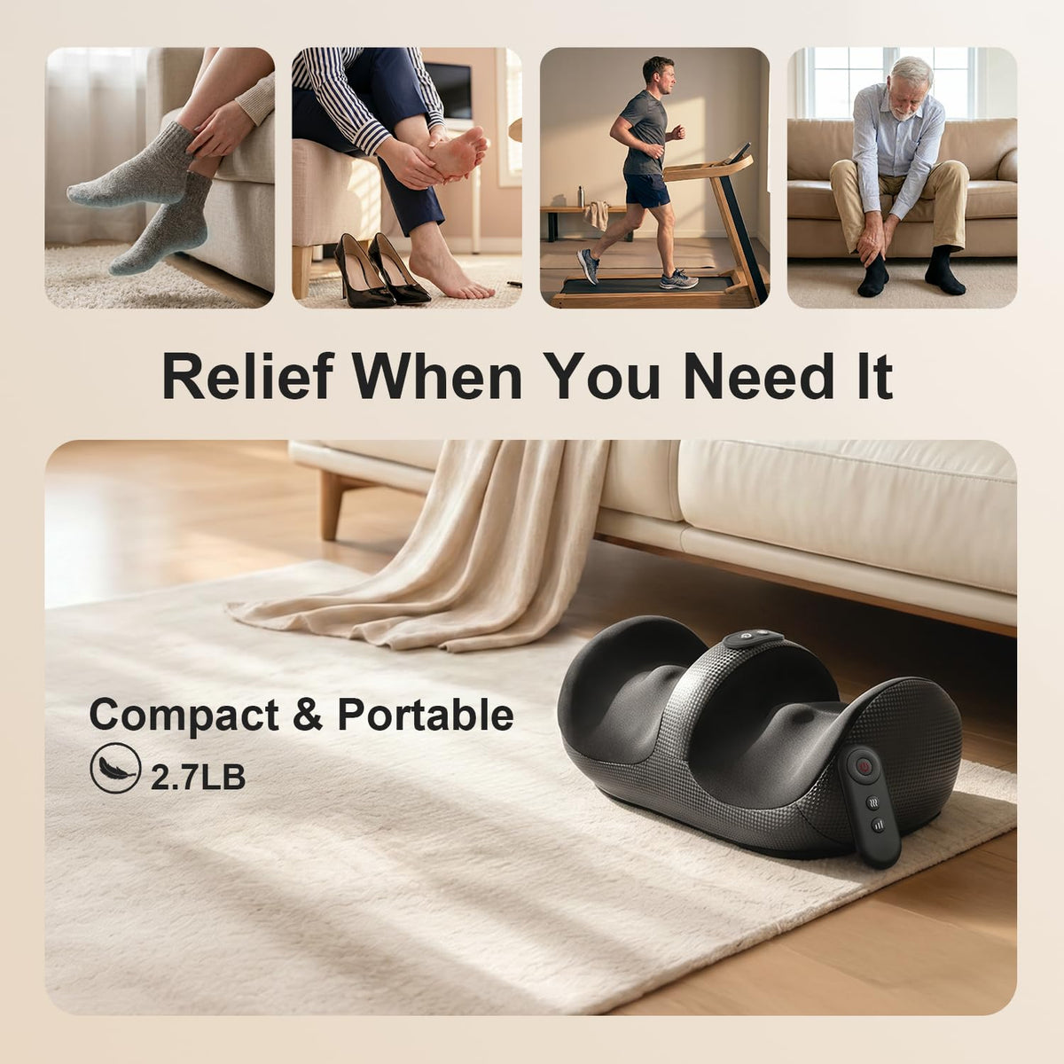 Cordless Shiatsu Foot and Calf Massager with Heat H6504