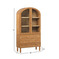 74 Inch English Oak Bookshelf Cabinet with Glass Doors W27028