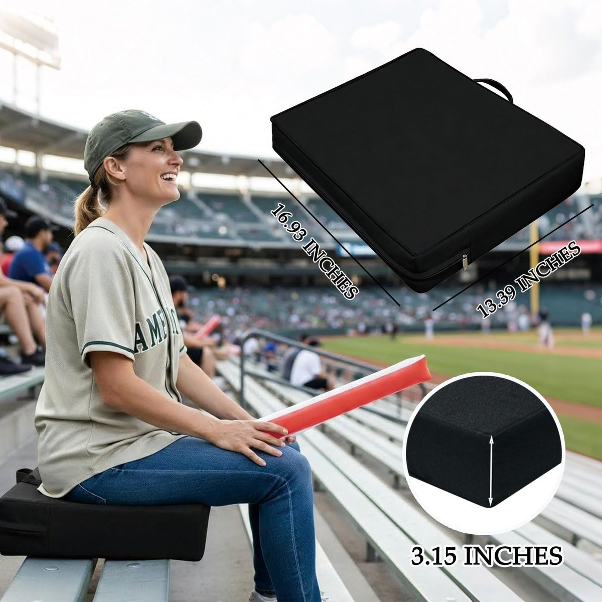 3.15 Inches Thick Portable Waterproof Stadium Seat Cushion W239508