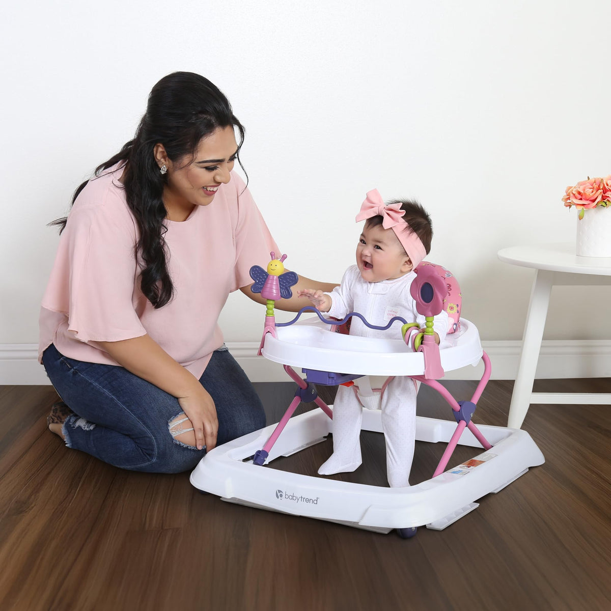 Activity Walker with Toy Bar, Front Wheels, Tray, Adjustable Height and Fold Frame Q735684