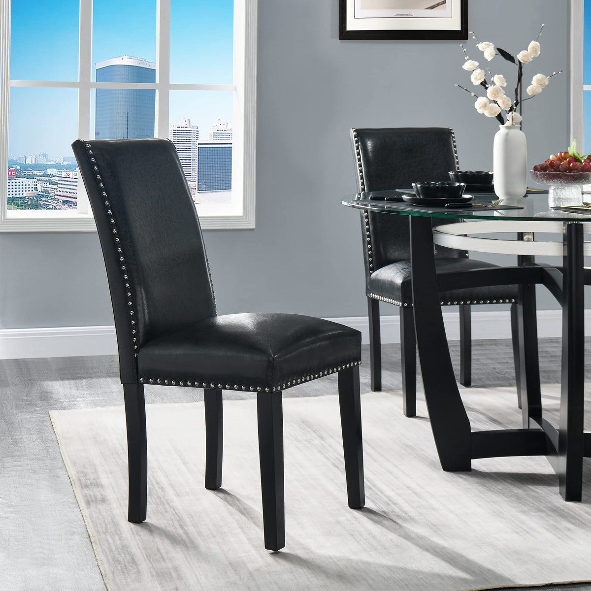 Set of 2 Faux Leather Upholstered Dining Chairs Z1758