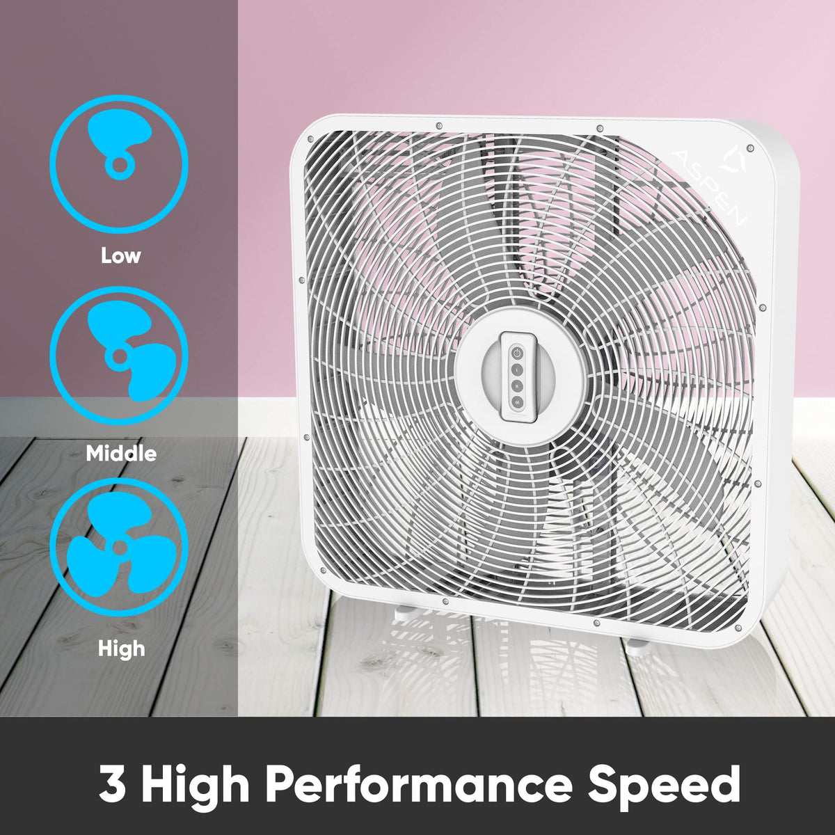 20 Inch 3 Speed Quiet Box Fan with Remote Control Z163